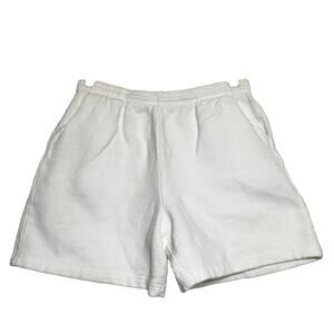 VTG Sansegal 90s Shorts 100% Cotton Ribbed Knit Drawstring Elastic Waist White S